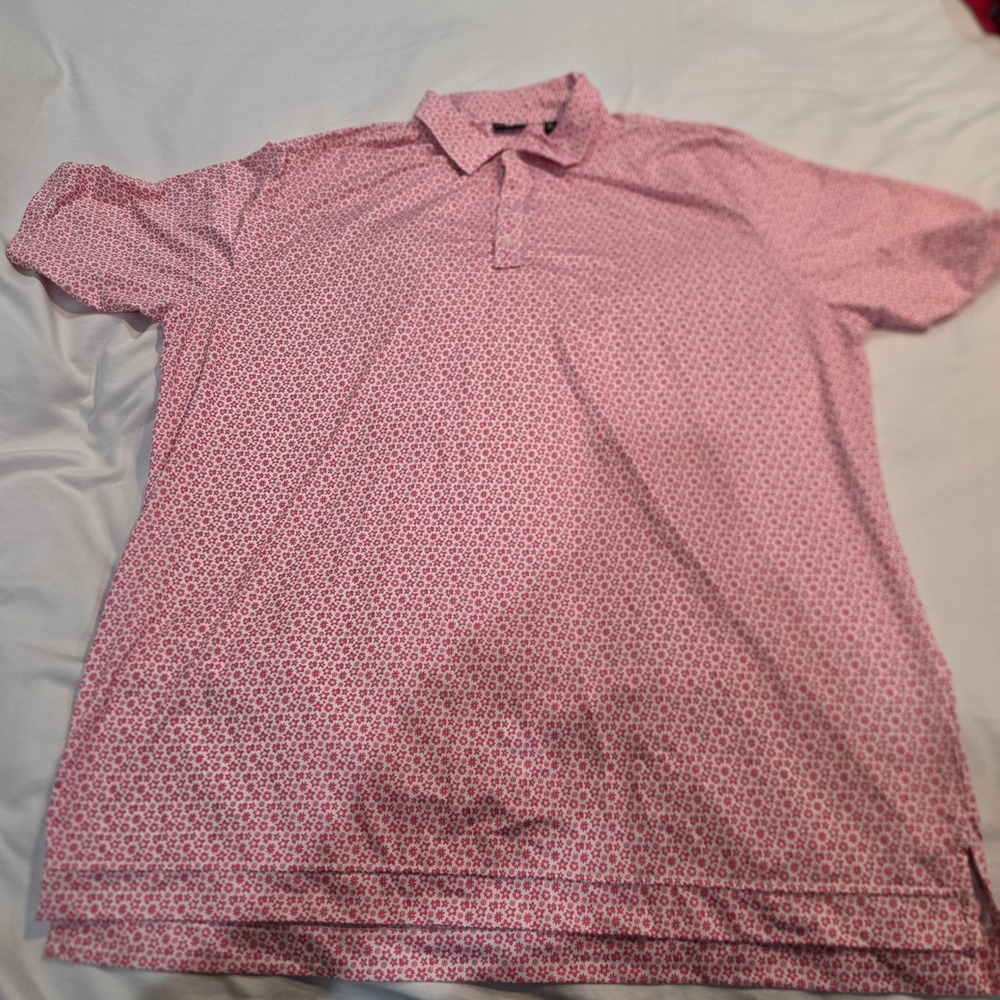 FootJoy Polo Shirt Mens XL Pink Excellent Floral Print Performance Stretch 1397